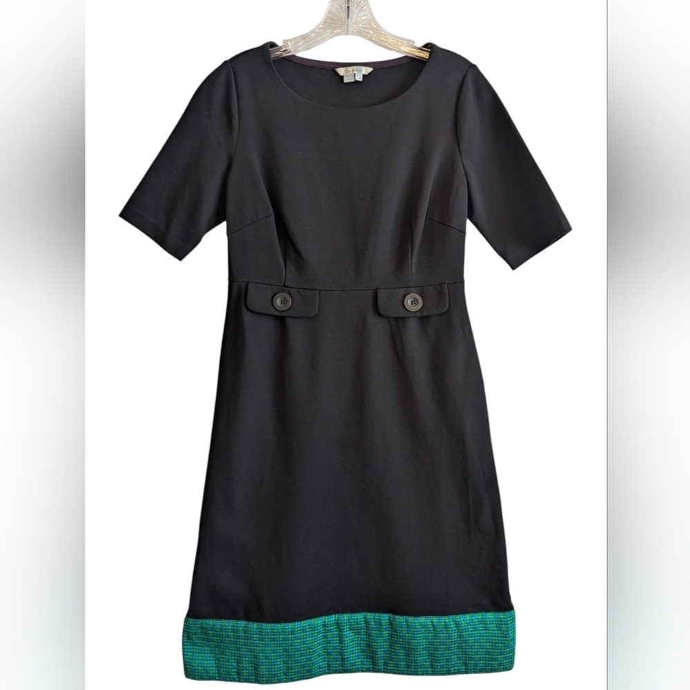 Boden Audrey Sheath Black Dress 'altered' With Trim Size 8P